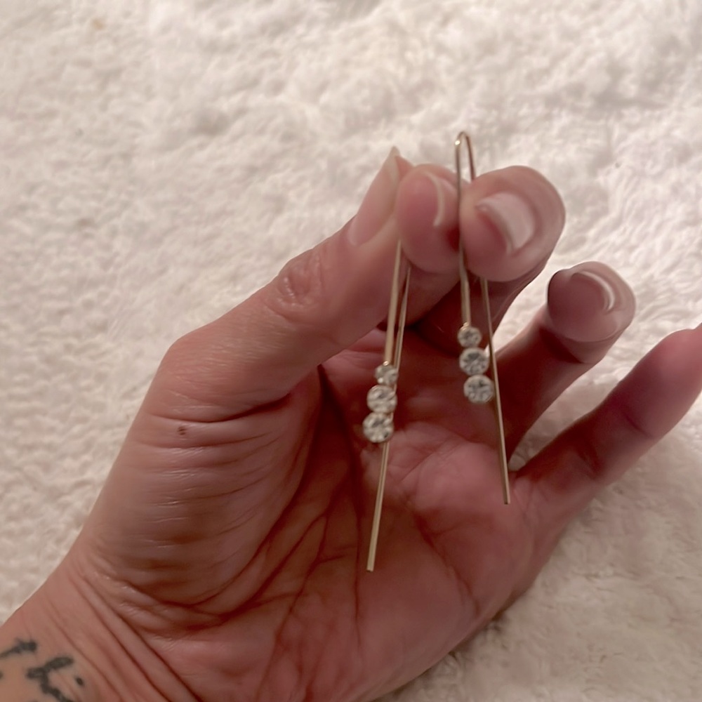 Long hook crystal earrings